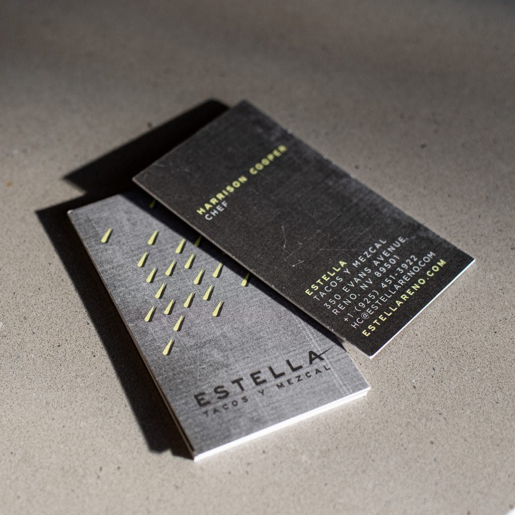 Rushton Smith - Custom Brand Design - Estella Tacos Y Mezcal Restaurant - Staff Business Cards