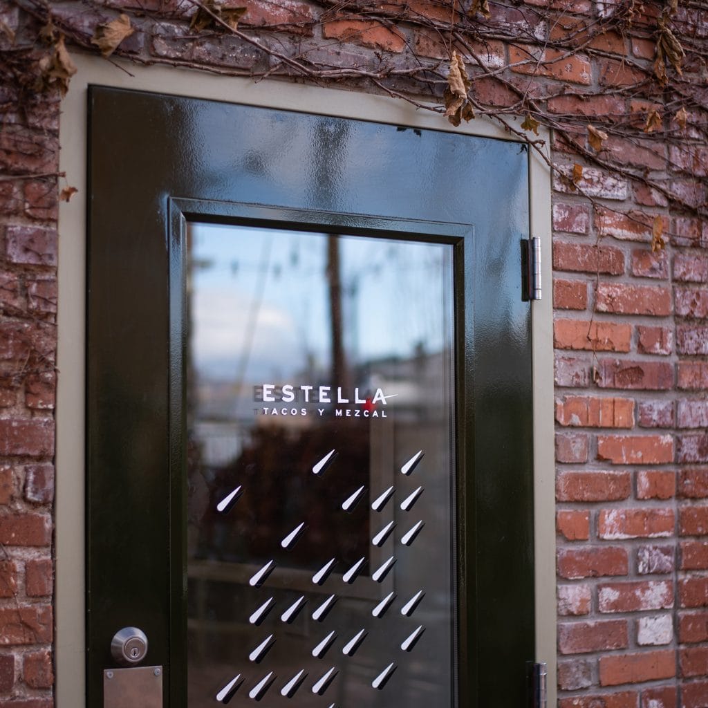 Rushton Smith - Custom Brand Design - Estella Tacos Y Mezcal Restaurant - Front Door Signage