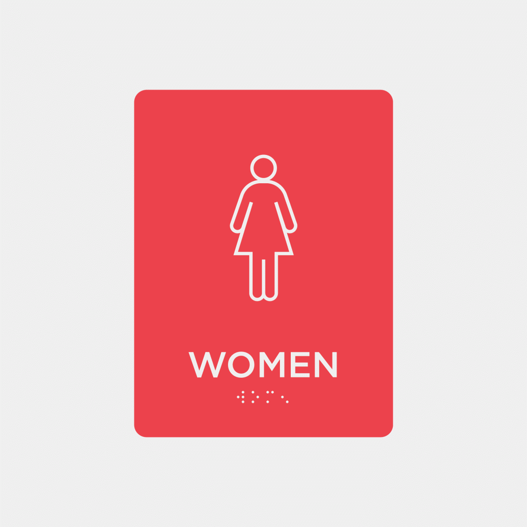 ADA Signs - Restroom 'Women' Pictogram and Typeset Braille