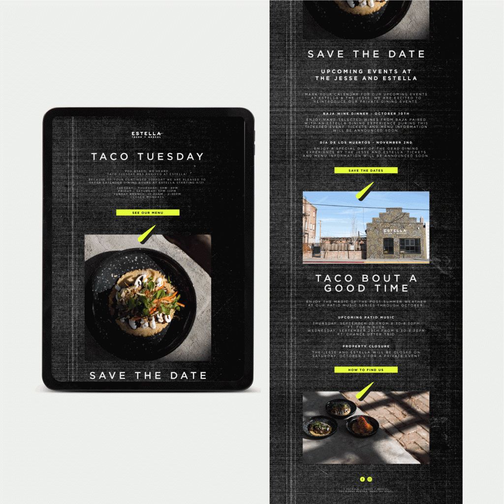 EDM Newsletter Design for Estella Tacos Y Mezcal, Reno