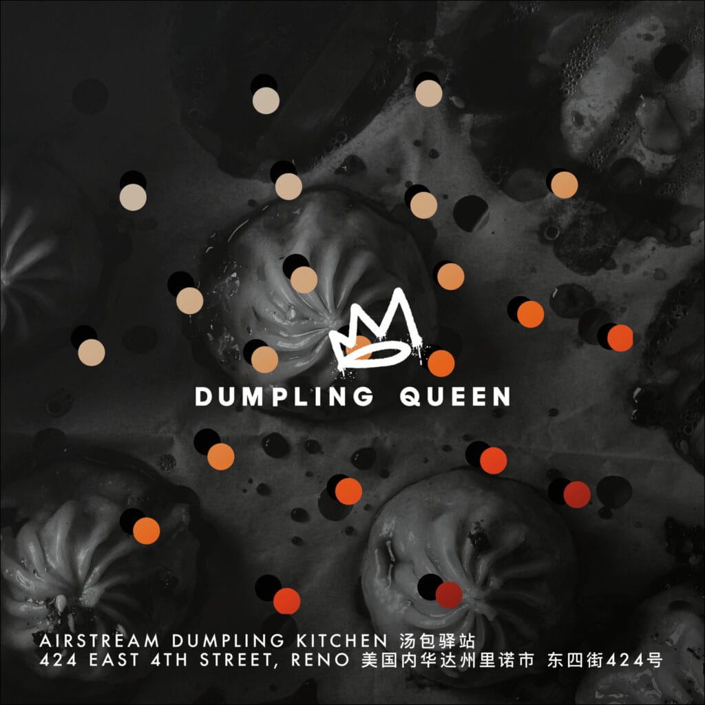 Hospitality brand Dumpling Queen hero graphics and logo